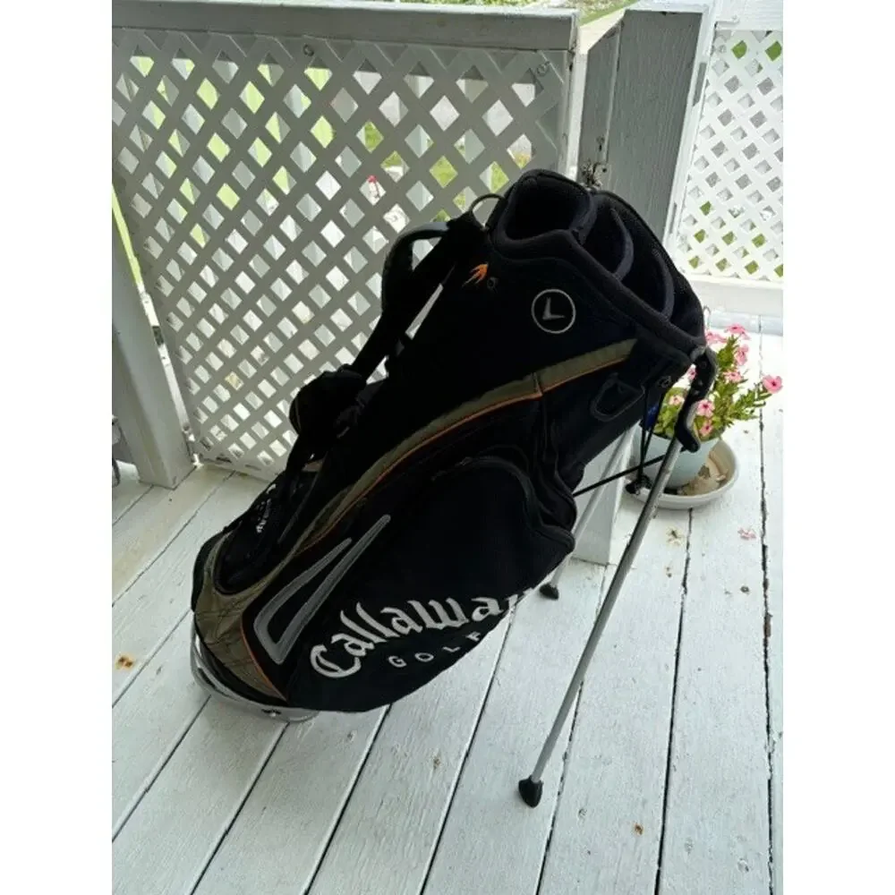 Callaway Golf Stand Bag Black Grey Orange 8 Pocket Dual Strap Stand Legs Tested*